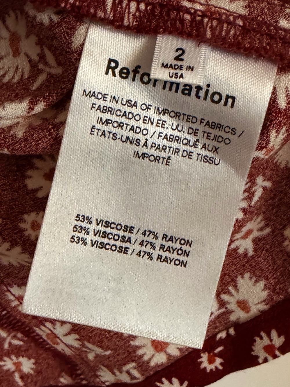 Reformation Burgundy Daisy Tie-Front Blouse - Picture 4 of 5